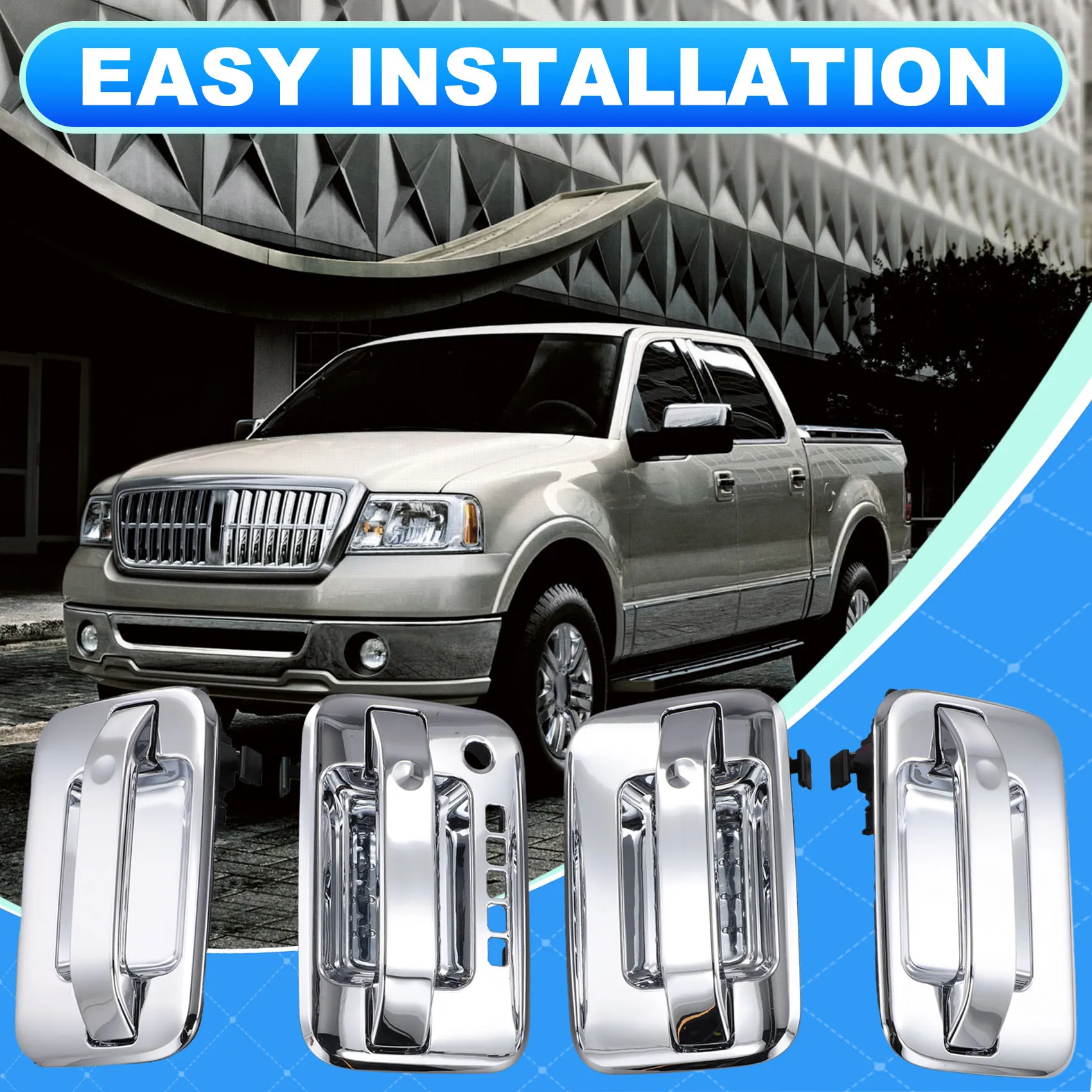 

4Pcs Car Front Rear Exterior Door Handle For Ford F-150 2004-2014 Lincoln Mark L 9L3Z-1522405-BA 9L3Z-1626604-AA