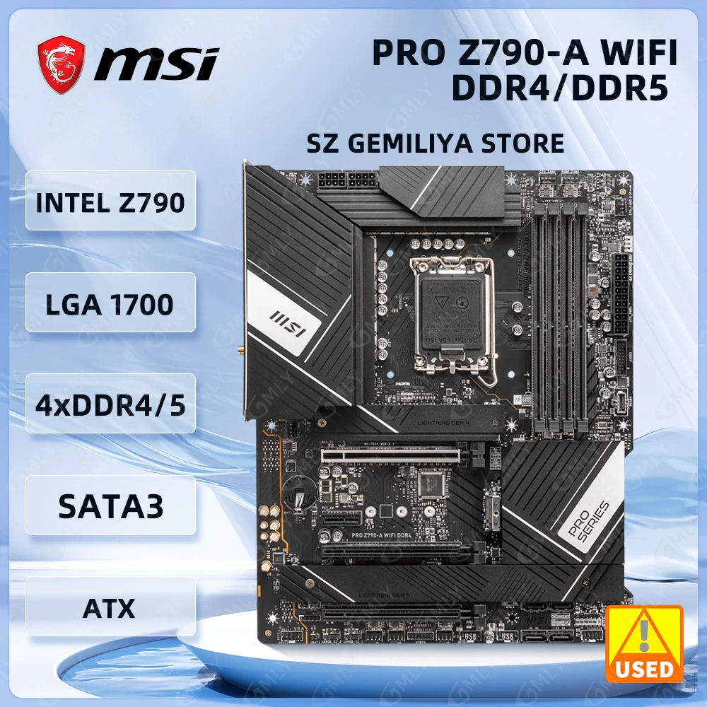 MSI Motherboard PRO Z790-A WIFI DDR4/DDR5 256GB 128GB Z790 Motherboard LGA 1700 support 14900 14700 13900 12700 12500 12100 cpu