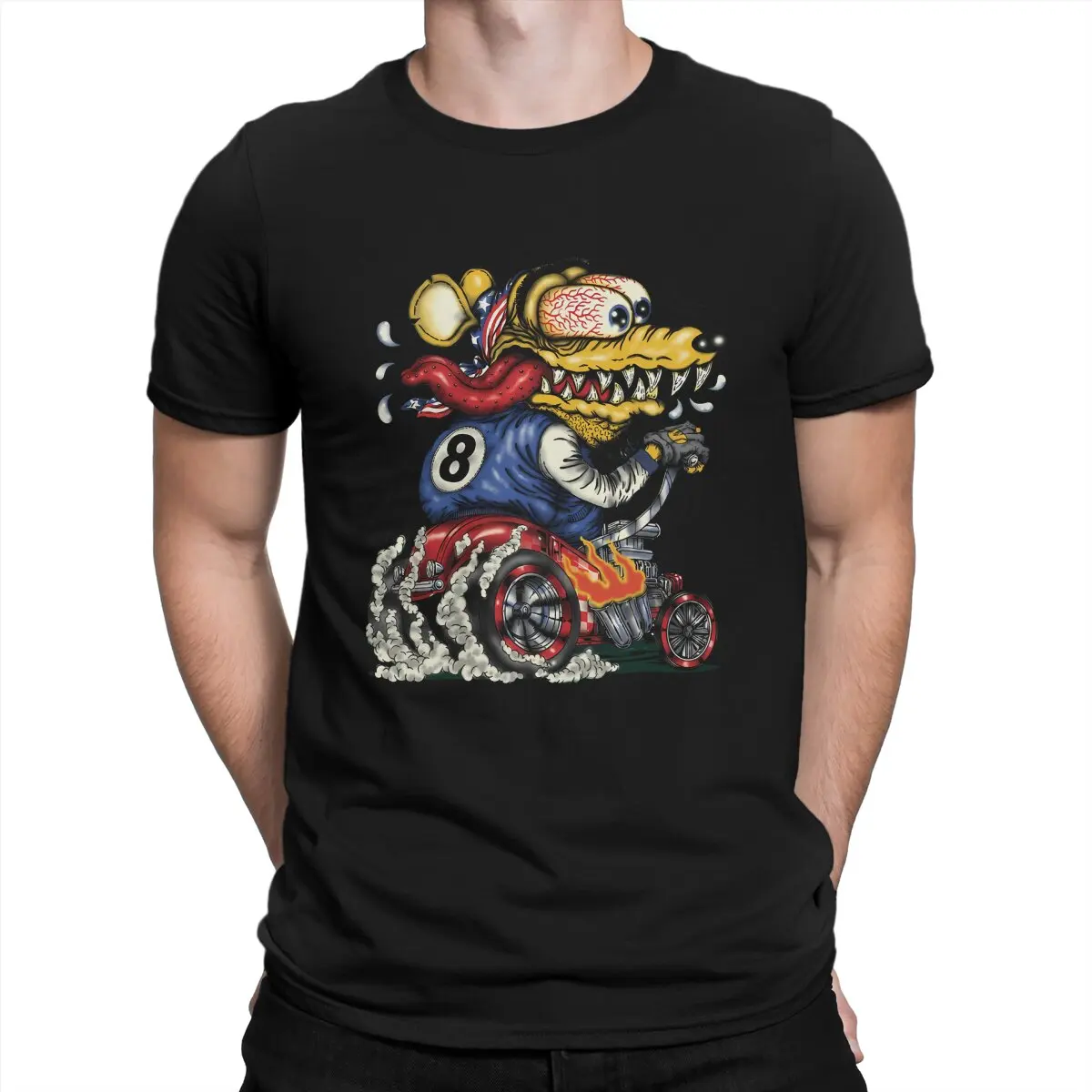 Racer Man's TShirt Tales of the Rat Fink Cartoon Film O Neck Short Sleeve Fabric T Shirt Funny High Quality Birthday Gifts