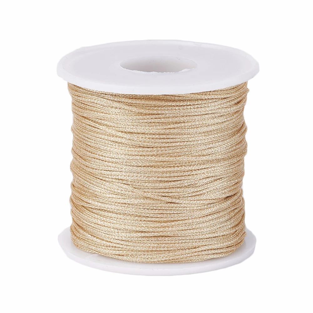 Yaklaşık 100m/roll reçine Polyester örgülü kordon 1mm metalik takı konu kordonlar DIY etiket hattı bilezik etiket yapmak kordon Deco