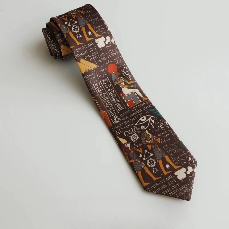 Man and Woman Literary Creativity Necktie Fashion Necktie Coffee Brown Print Hand Tie
