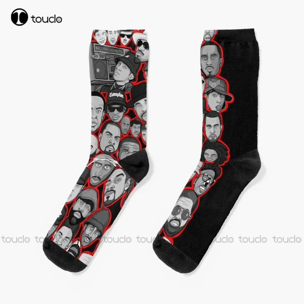 Legends Of Hip Hop Collage Art Socks Cotton Socks For Men Christmas Gift Unisex Adult Teen Youth Socks Custom 360° Digital Print