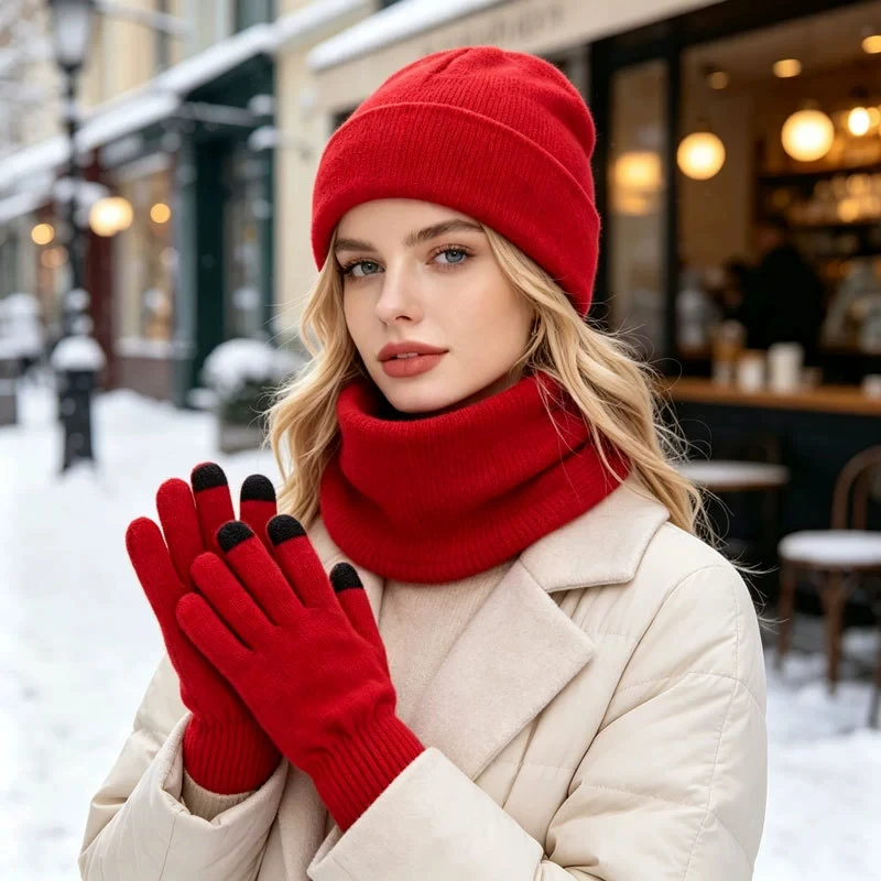 women-3pcs-autumn-winter-knit-beanie-hat-neck-warmer-touchscreen-gloves-set-solid-color-soft-warm-for-outdoor-riding