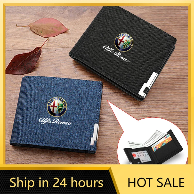Pegatinas para coche Alfa Romeo 4C 159 Spider Giulia 156 Tonale Mito 147 GT 166, cartera de cuero para hombre, tarjetero para vehículos motorizados