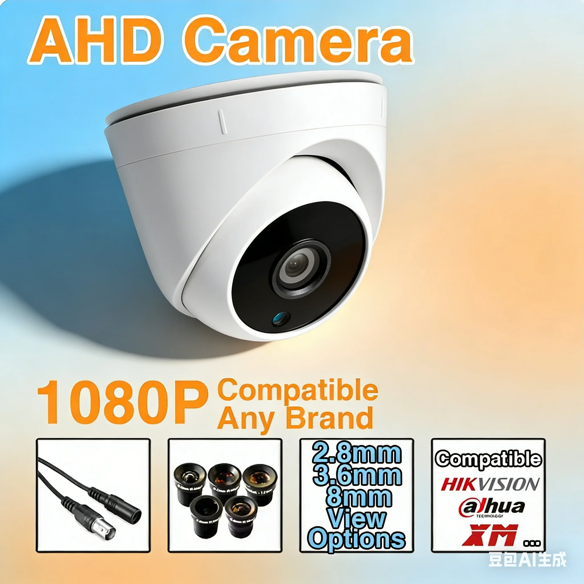 

2MP 1920*1080P HD CCTV AHD Купольная камера 2,8 мм Широкоугольная инфракрасная камера ночного видения Мини-охранная домашняя безопасность с 24-часовым/7 наблюдениями