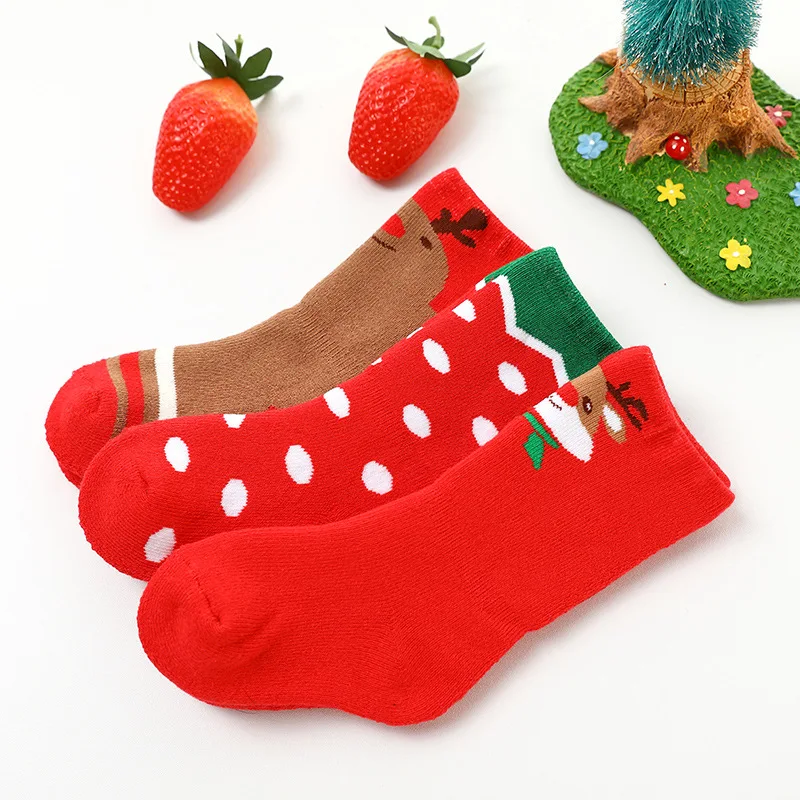 

Cartoon Christmas Socks 100% Cotton Baby Boys Girls Winter Ornaments Woman Socks Funny Xmas Santa Claus Tree Snowflake