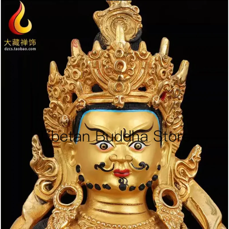 29cm Xizang Tantric Nepalese brass gold plated Tantric Yellow God of Wealth Buddha ornaments