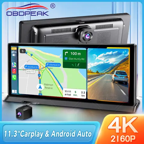 Cámara de salpicadero K2 Pro para coche, grabadora de vídeo con navegación GPS automática, 4K, 11,3 P, DVR, Carplay, Android Auto, WiFi, AUX, 2160 pulgadas