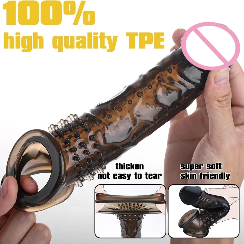 Big Penis Cover Extender Male Cock Enlargement Sexy Dick Reusable Sexuality Silicone Condom Funny Adult Erotic Toys for Men 18