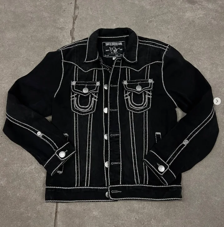 American Fashion Brand Retro Y2k Denim Jacket Street Wear Letter Embroidery Motorcycle Sports Jacket Thickened Men's Clothing