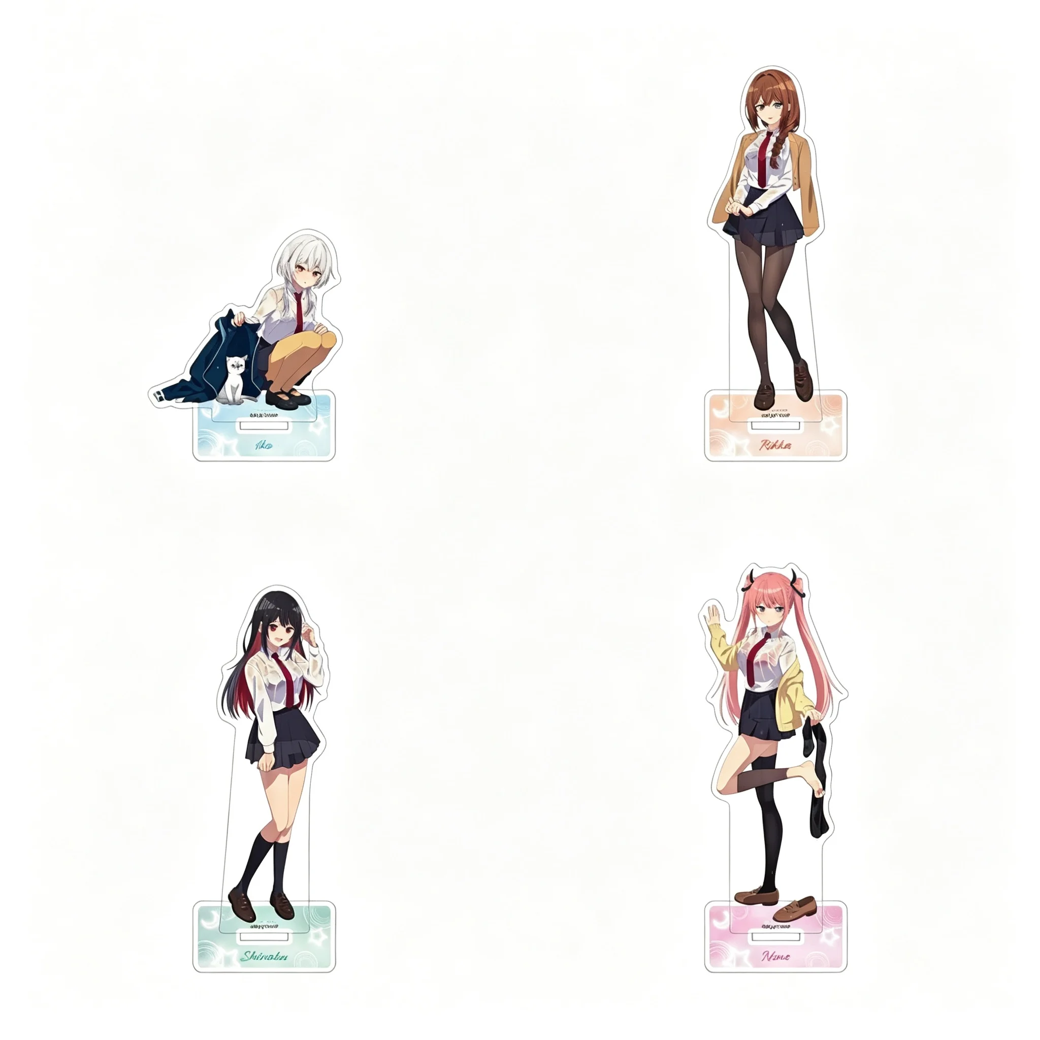 Anime Tune In to the Midnight Heart Rain Shelter Ver Rikka Inohana Shinobu Uzuki Acrylic Stand Model Plate Keychains Desk Decor