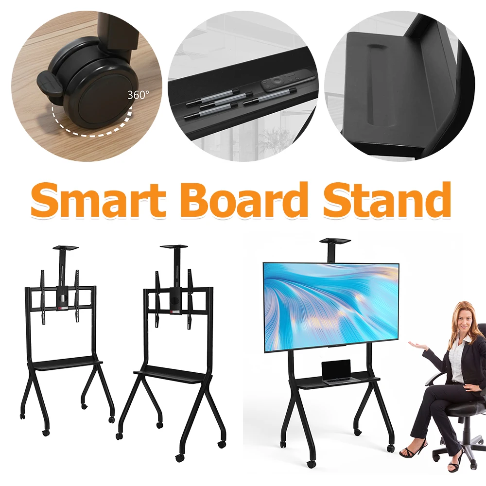 

Подставка для смарт-доски подходит для экранов диаметром 42–75 дюймов с возможностью 360° ° Мобильная подставка с вращающимися колесами Интерактивная подставка для белой доски емкостью 300 фунтов