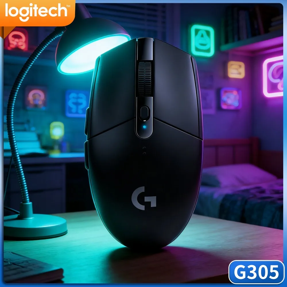 Logitech G305 LIGHTSPEED Stable‑Signal Mouse,HERO 12000 DPI Sensor,6 Programmable Buttons,250H Battery Power Work With PC Mac