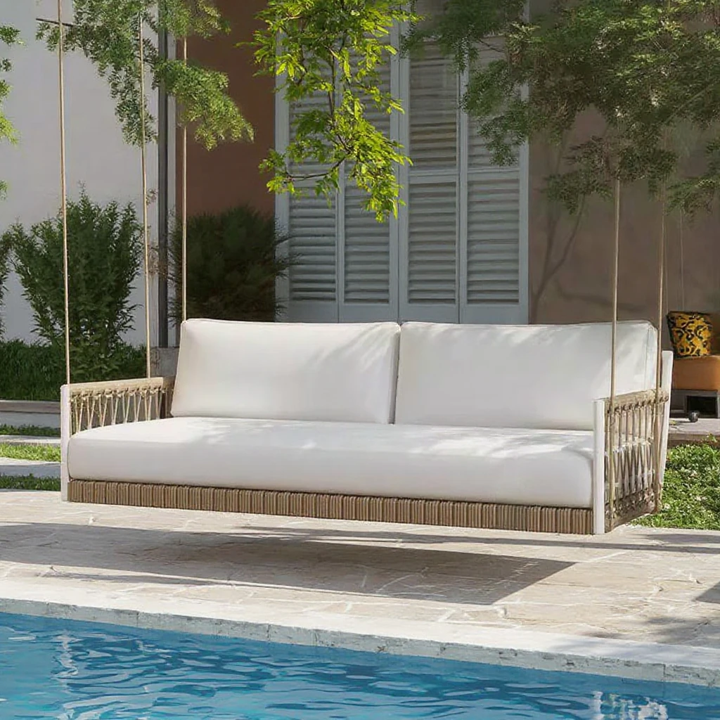 High Quality Rope Woven Hammock Outdoor Furniture Courtyard Garden Terrace Hotel Seating For 3 People 3-6 Years Old