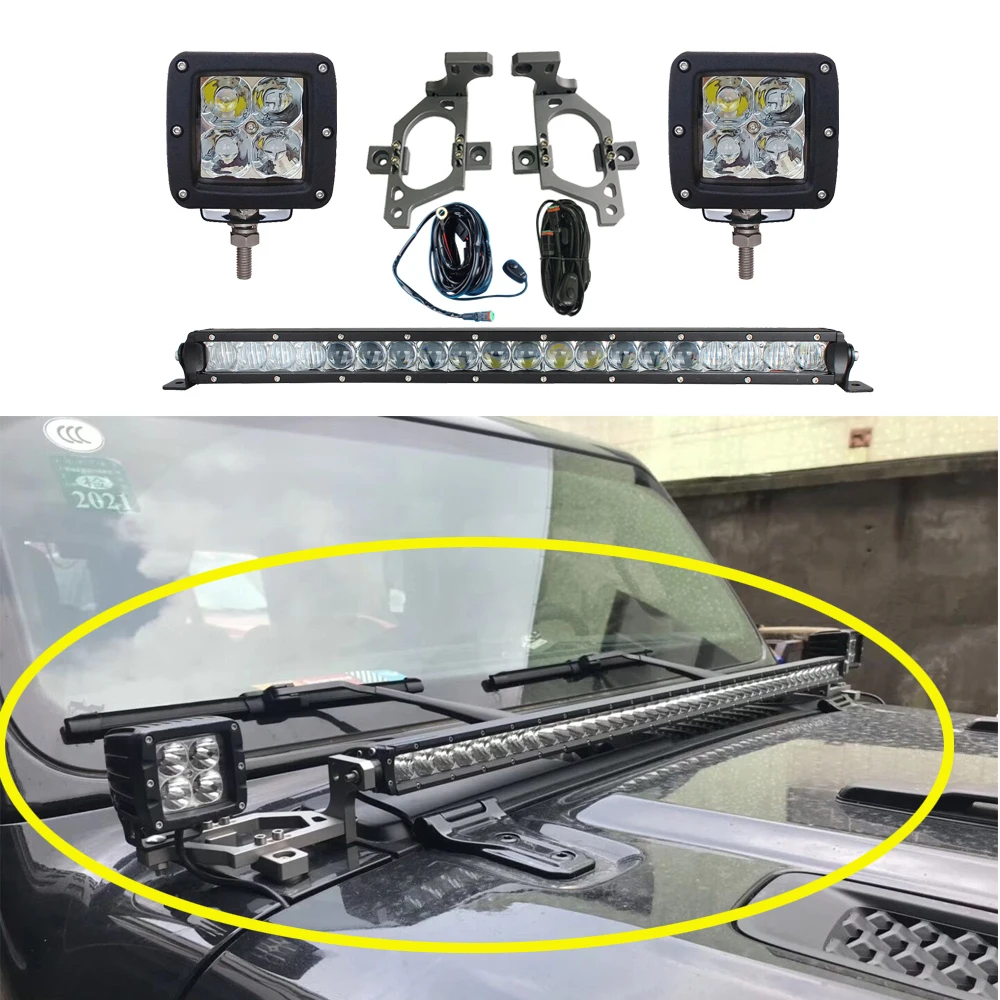 

SXMA JL1124 Windshield Spotlight Bar with Spotlight LED Work Light Holder A-pillar Mount Bracket for Jeep for Wrangler JL2018+