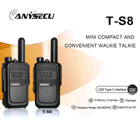 ANYSECU Radios MINI COMPACT AND T-S8 3W Walkie Talkie UHF  Support non-standard CTCSS/DCS Vibration  Portable Radio Transmitter