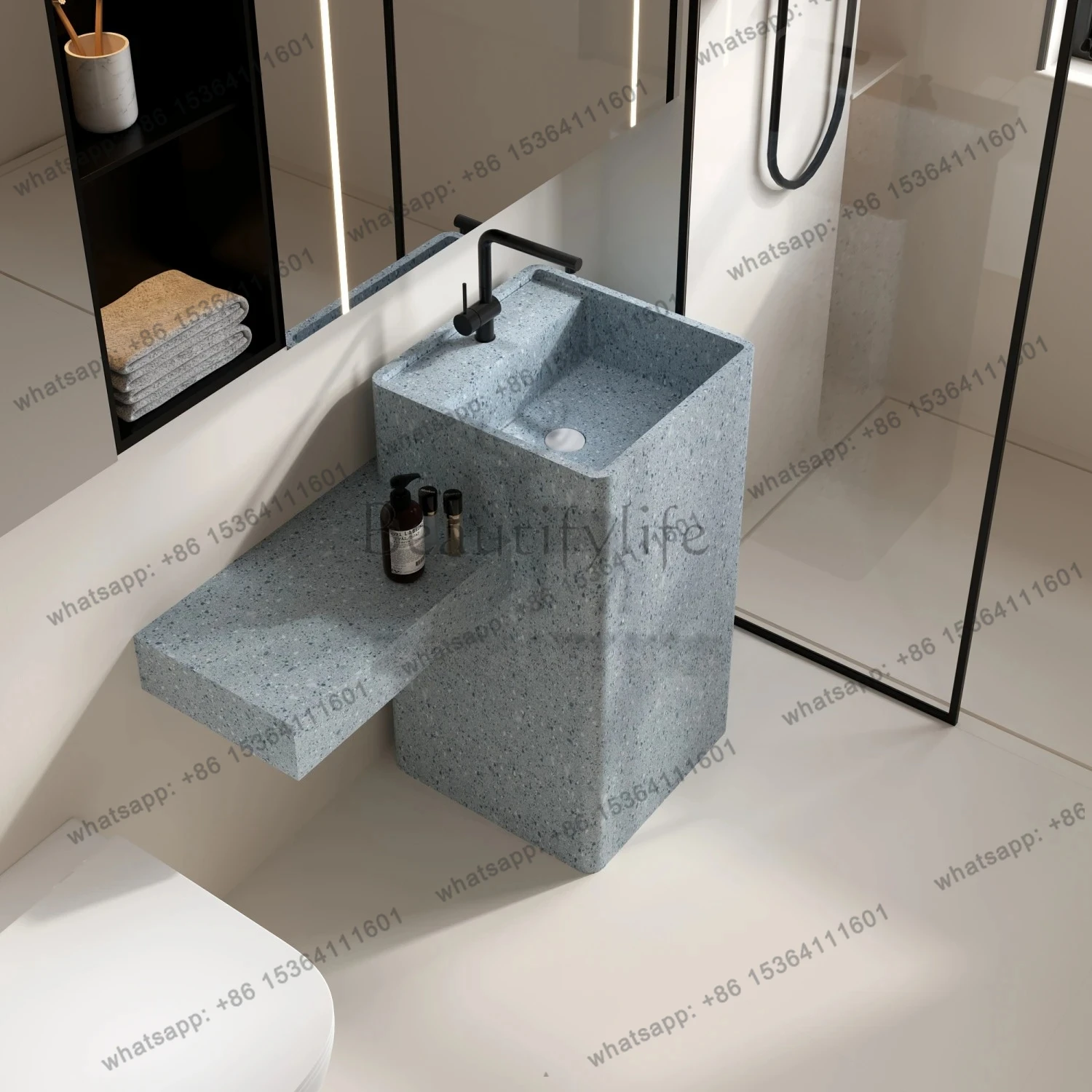 

Terrazzo Washbasin Bathroom Cabinet Undercounter Basin, Washbasin Washbasin Outdoor Sink Sink Column Basin