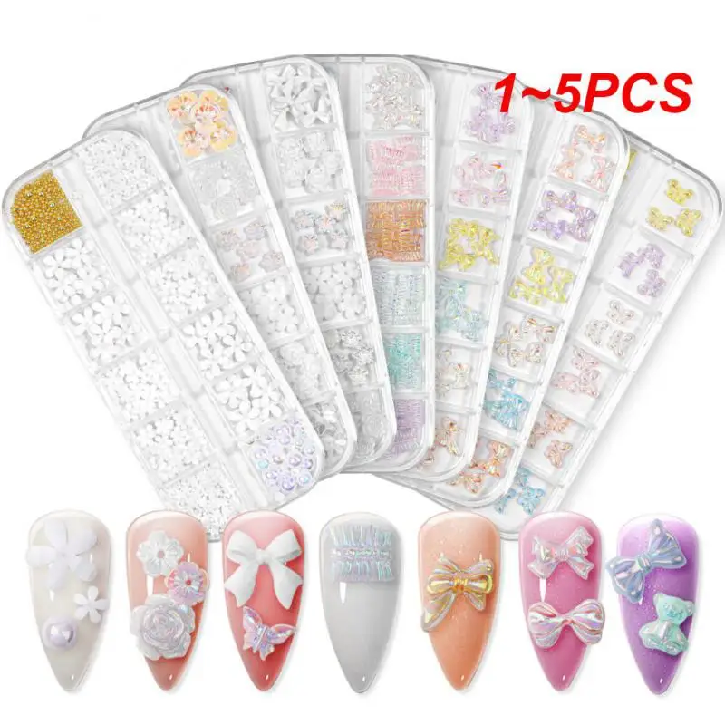 1 ~ 5 قطعة صندوق رسومات أظافر زينة مختلط الحجم أجزاء الراتنج الملونة لوازم طقم أظافر أرقام أجزاء لوازم ثلاثية الأبعاد مسمار