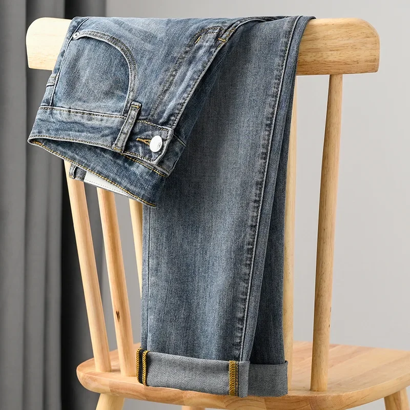 ربيع وصيف نمط جديد الرجال سليم صالح الجينز مرونة سراويل تقليدية العصرية تنوعا الراقية المألوف مستقيم الساق بنطلون #3