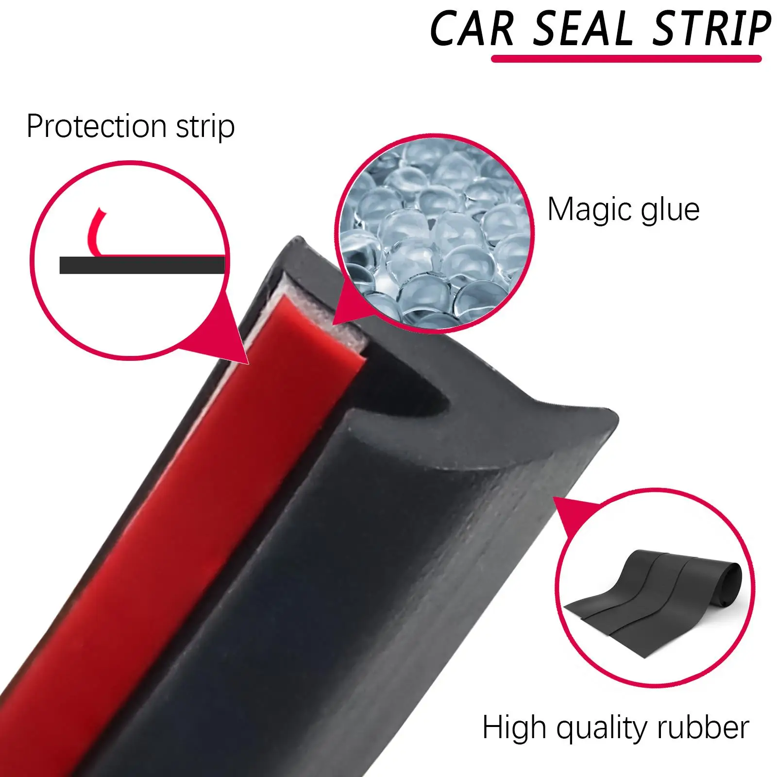 Car Door Rubber Sealing Strip Small Slanted T-Type Auto Door Seal Sound Insulation Weatherstrip Edge Sealant For Car Universal