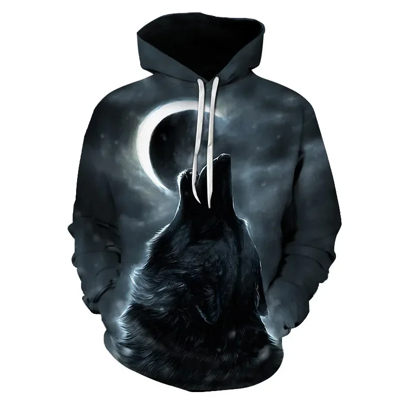 

New Arrival Fashion Mens Hoodies 3D Wolf Printed Loose Fit Sweatshirt for Men Streetwear Hoody Funny Hoodie Brand pullover