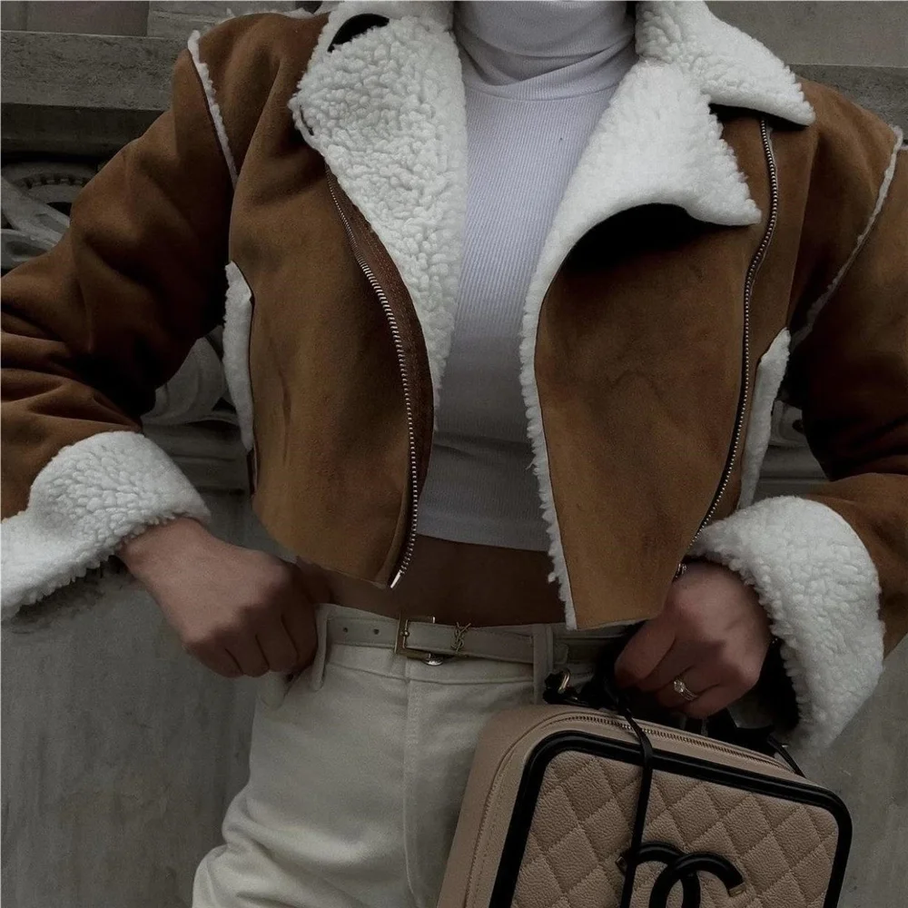 Winter jacket women 2022 vintage brown faux fur coat women luxury clothes short teddy coat woman crop top white fur coat furry