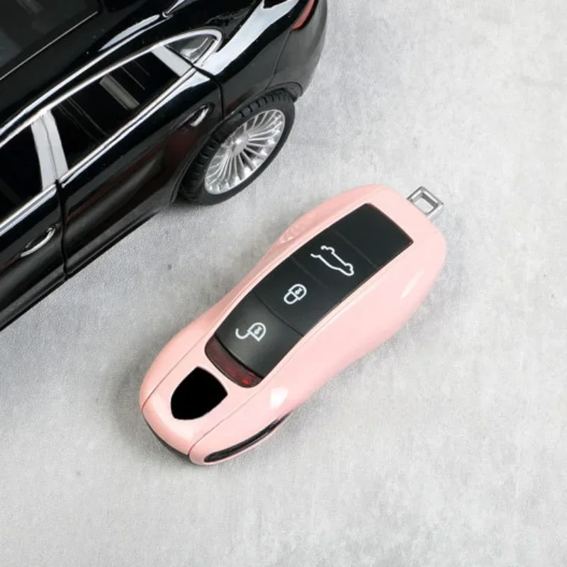 Key shell Morandi pink for Porsche Panamera Cayenne Macan 911 718 taycan Boxster Cayman remote control key cover KOB replace