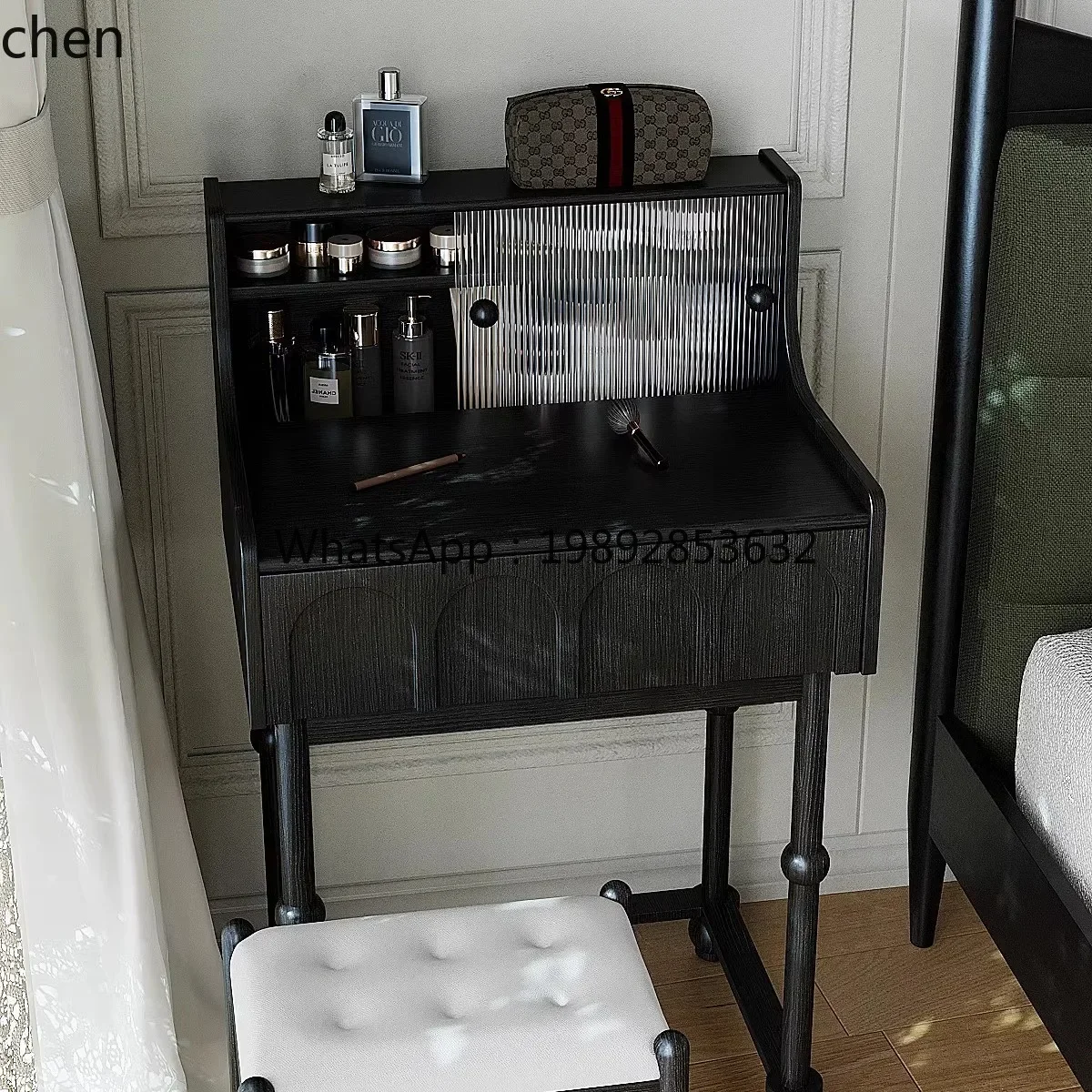 AA  Dressing Table and Chest of Drawers Integrated Bedroom Vintage Style Flip Desk Makeup Table