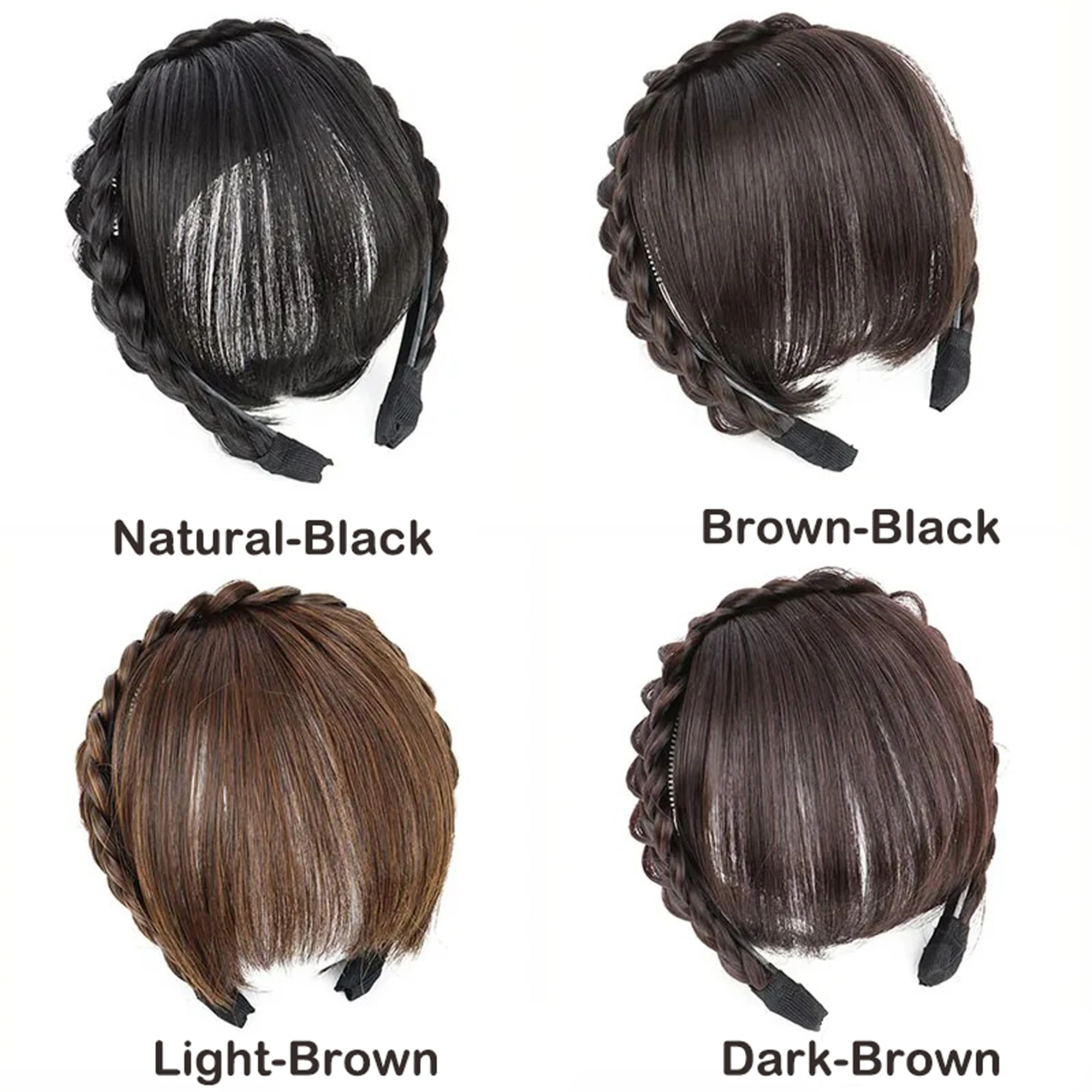 Synthetic Headband Bangs Extension Fake Hair Blunt Fringe with Long Sides For Women Natural Flase Black Brown Blonde Bang