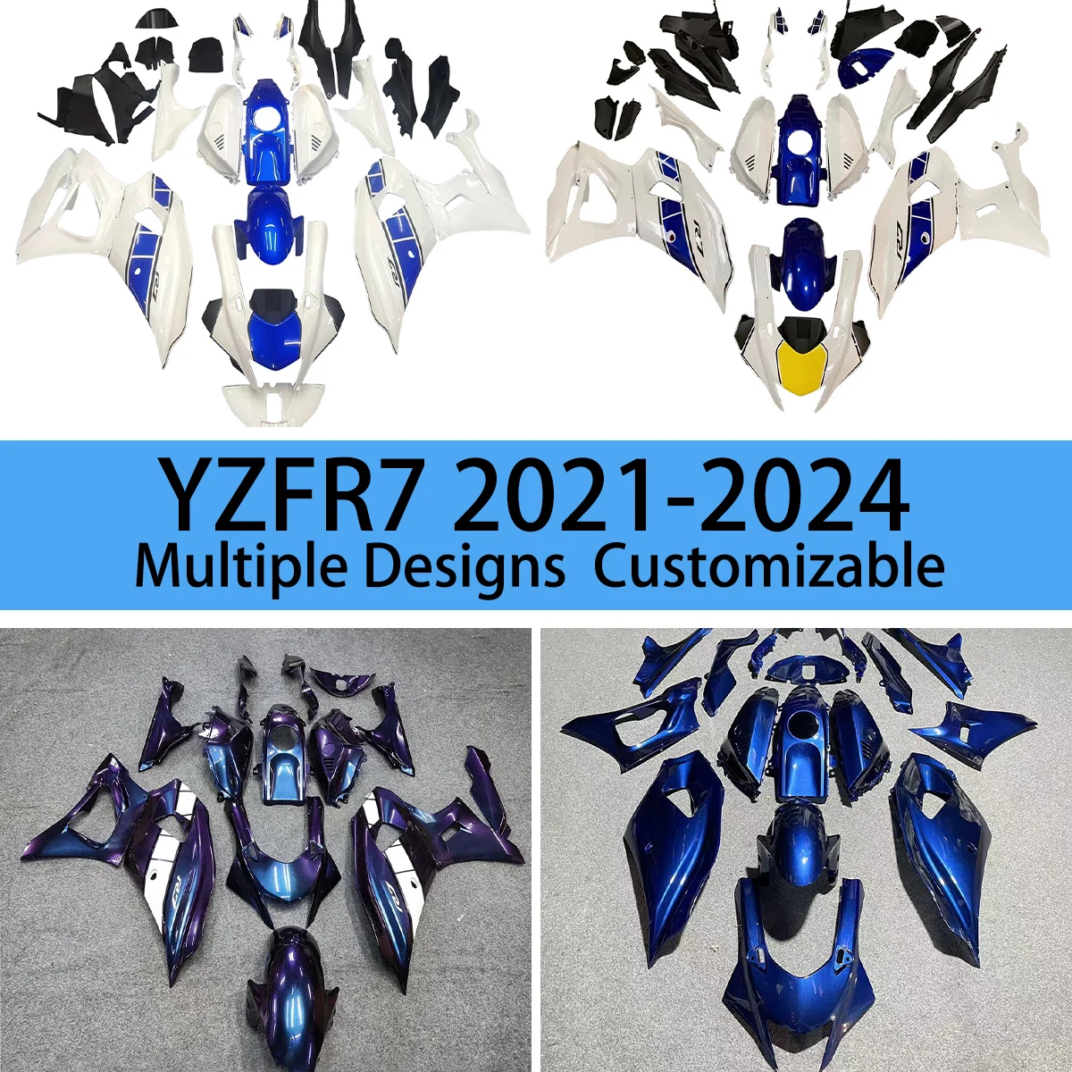 

For YAMAHA YZFR7 2021 2022 2023 2024 New Style Fairing Kit YZF R7 21-24 Motorcycle ABS Injection Fairings Bodywork Set