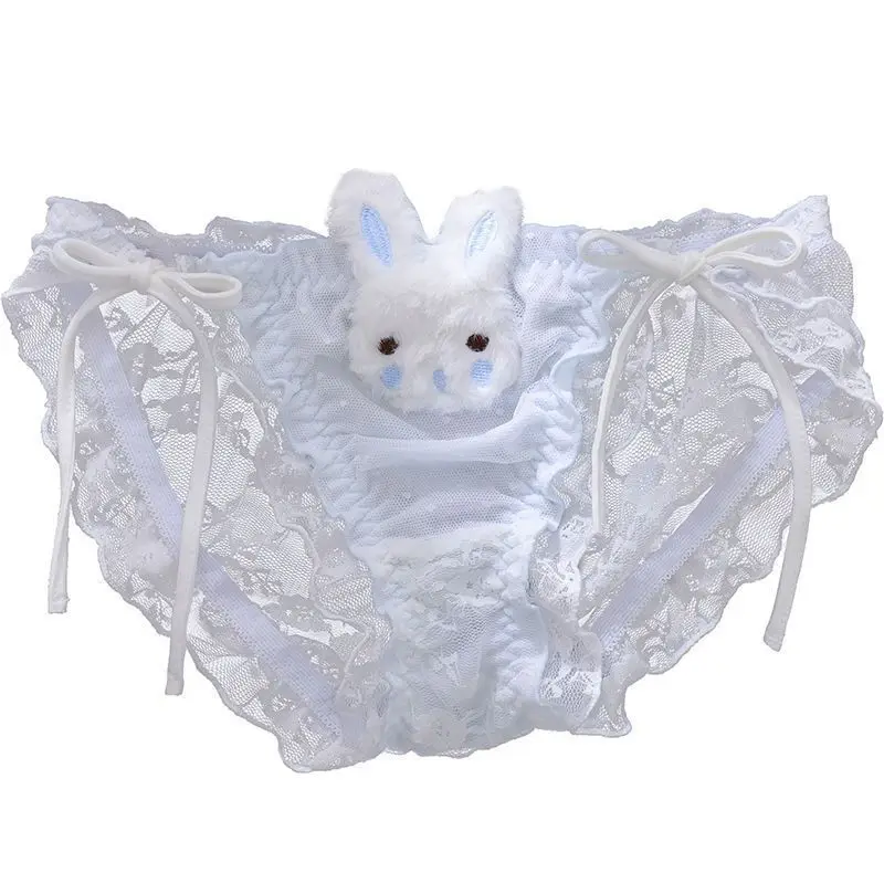 Mignon pur désir sous-vêtements en dentelle femmes Plu lapin doux mignon filles e culottes nœud papillon amovible taille moyenne coton