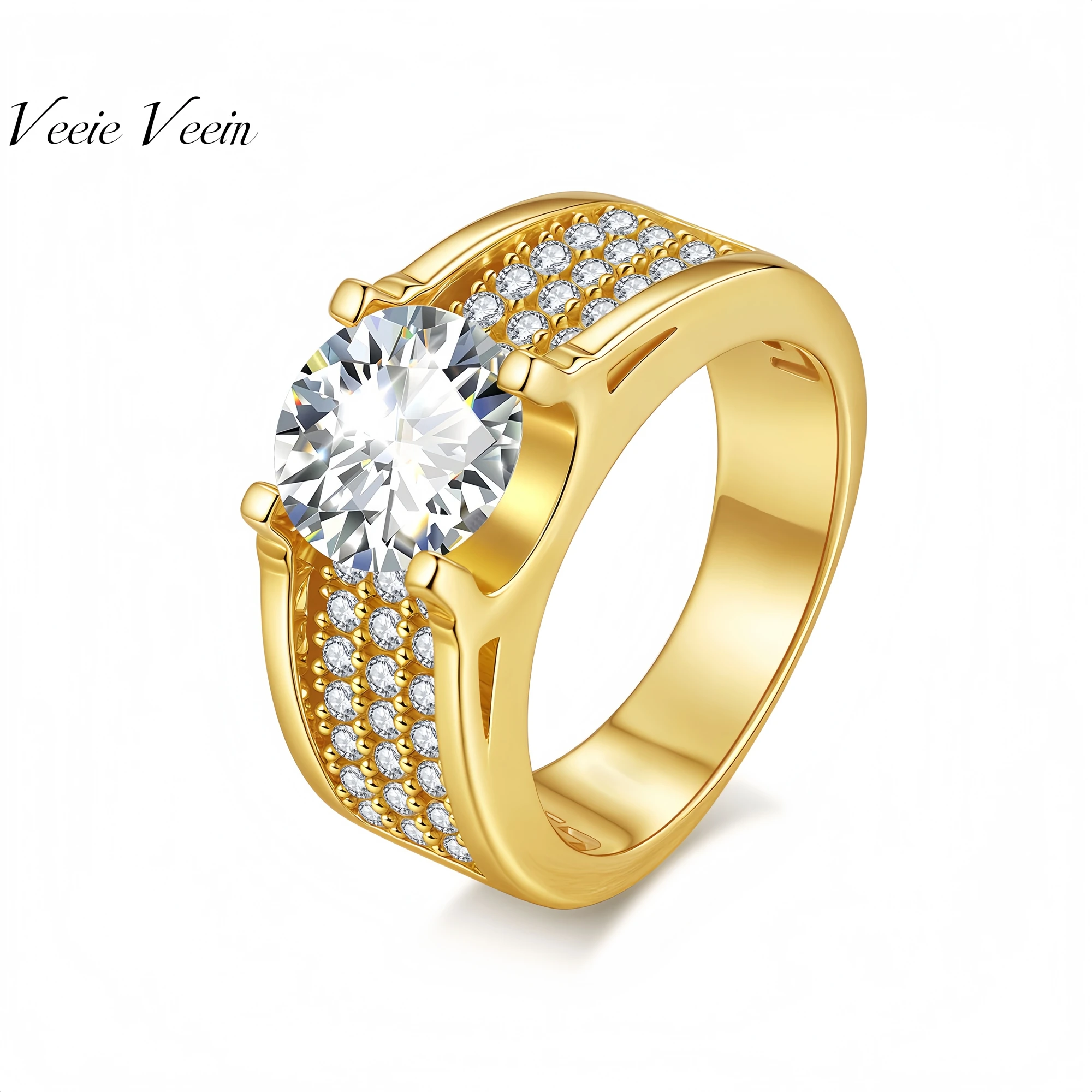 

Veeie Veein Brand Designer S 925 Sterling Silver 2-Carat Ring Stone Hip-Hop 3-Carat Men GRA Certificate Ring Jewelry