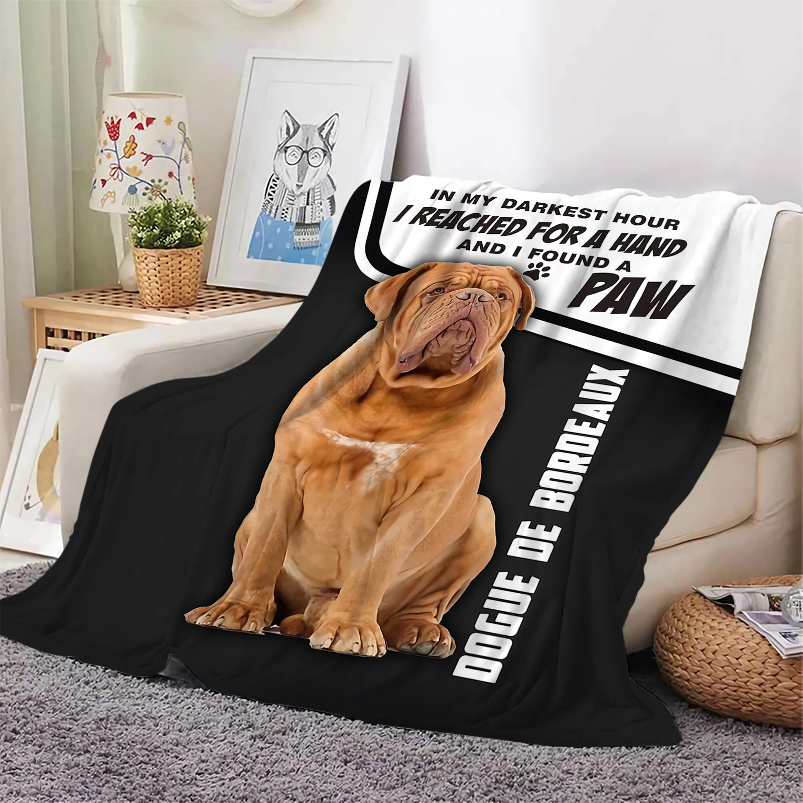 Dogue De Bordeaux Flannel Blankets I Found A Paw 3D Printed Throw Blanket Office Nap Travel Portable Quilts Dropshipping