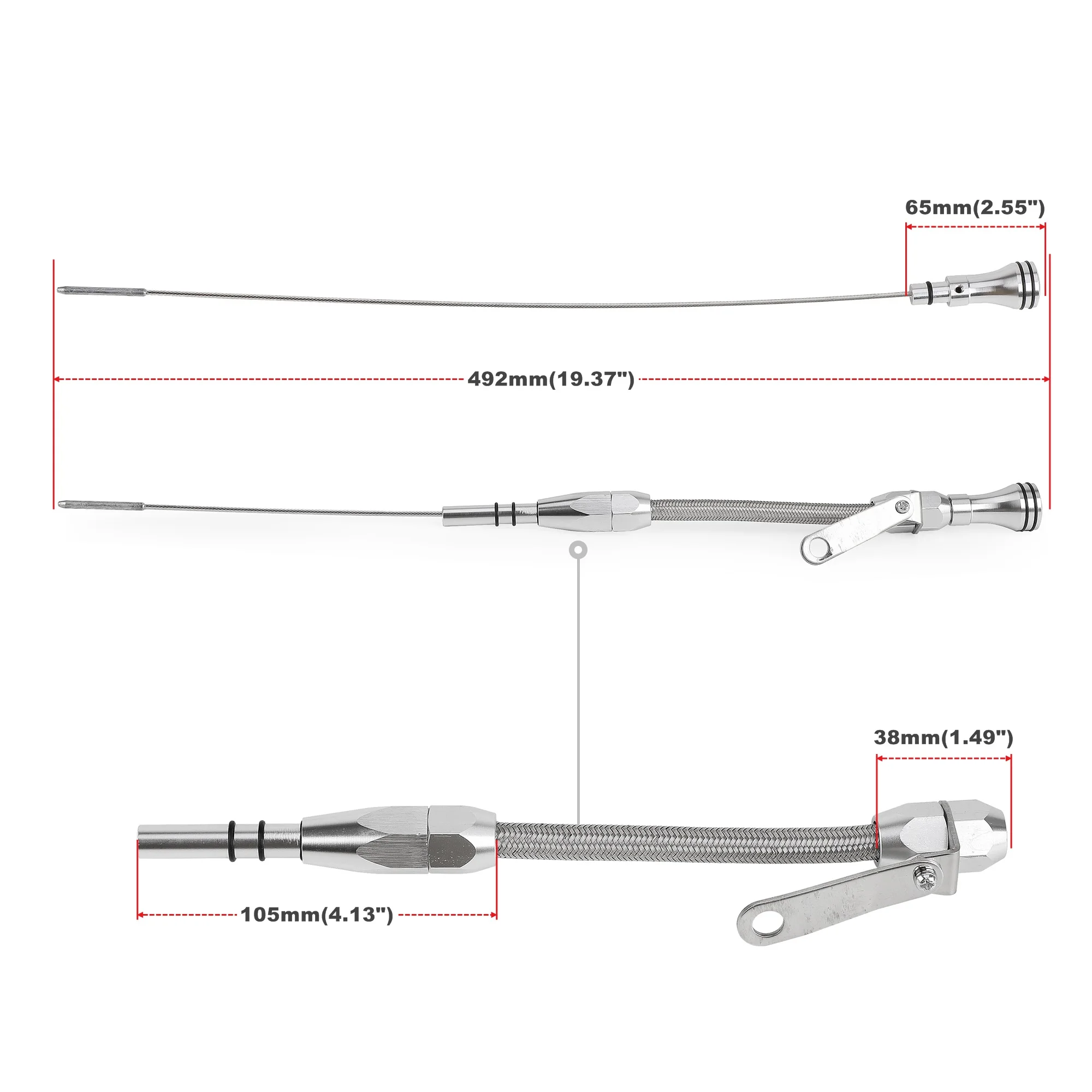 CNSPEED Flexible Engine Oil Dipstick For 62-64 Ford 260 63-69 Ford 289  68-95 Ford 302 Small Block Engines Oil  Level Gauge