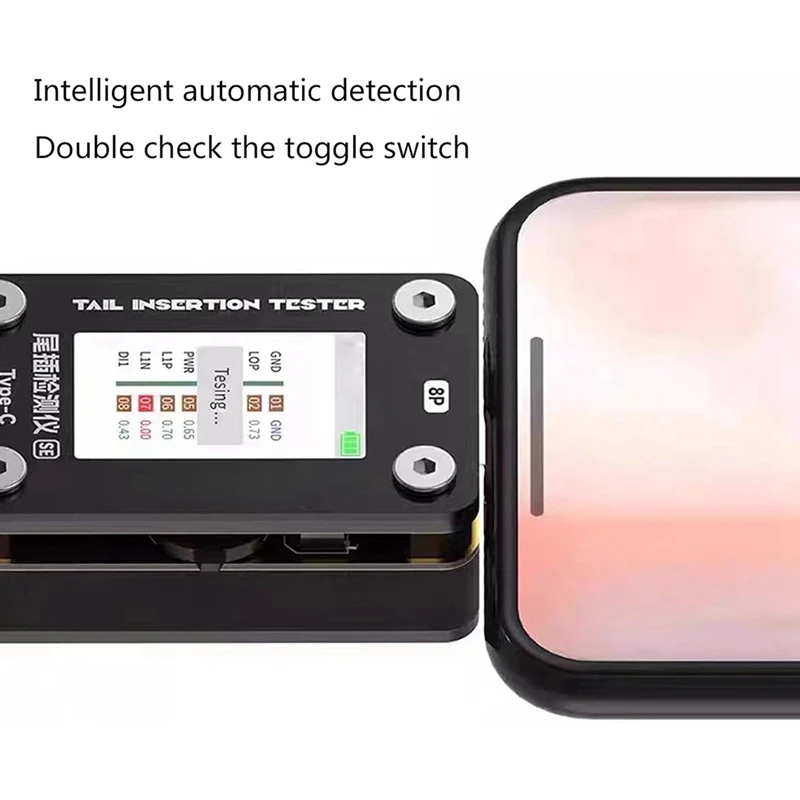 Testador de inserção traseira de série completa com display transparente, instrumentos de detecção automática de inserção traseira, acessório de reparo de telefone