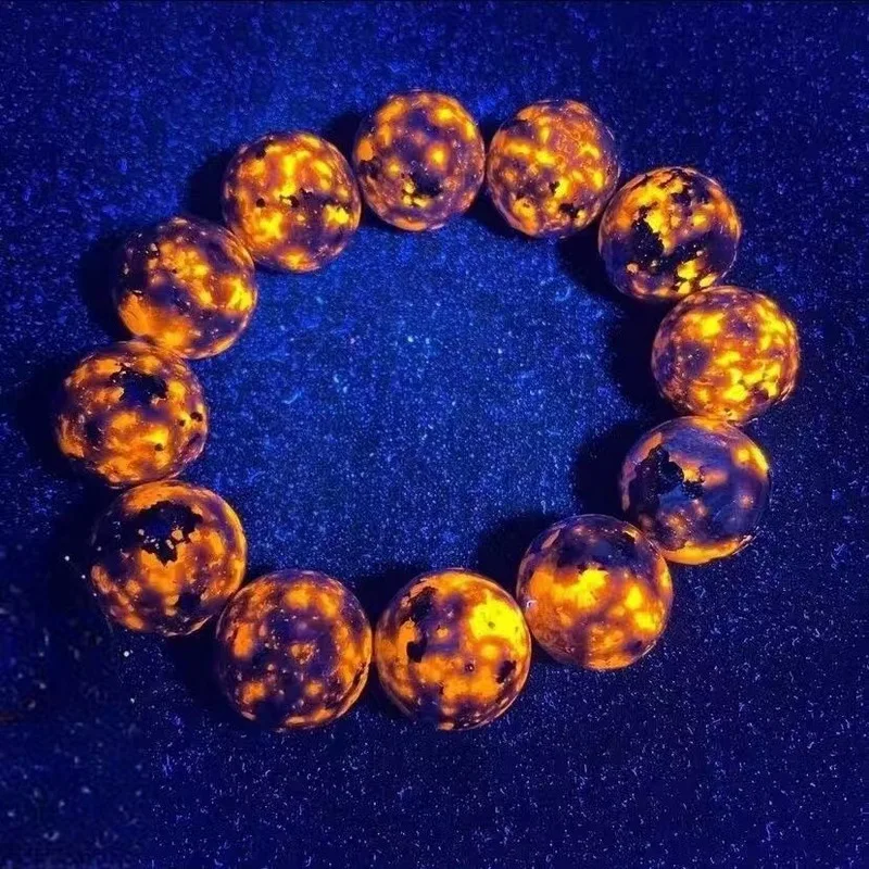 Natural Round Bead , Meteorite Fire Spirit , Exotic Flame Stone, Golden Fortune Bracelet