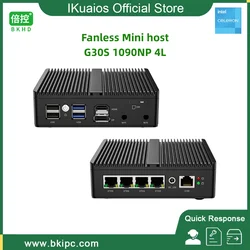 IKuaiOS Fanless Mini PC G30S Celeron N4000 J4125 4x2.5G Ethernet NVMe SATA SSD Support Firewall Router Proxmox ESXi 1090NP-4L