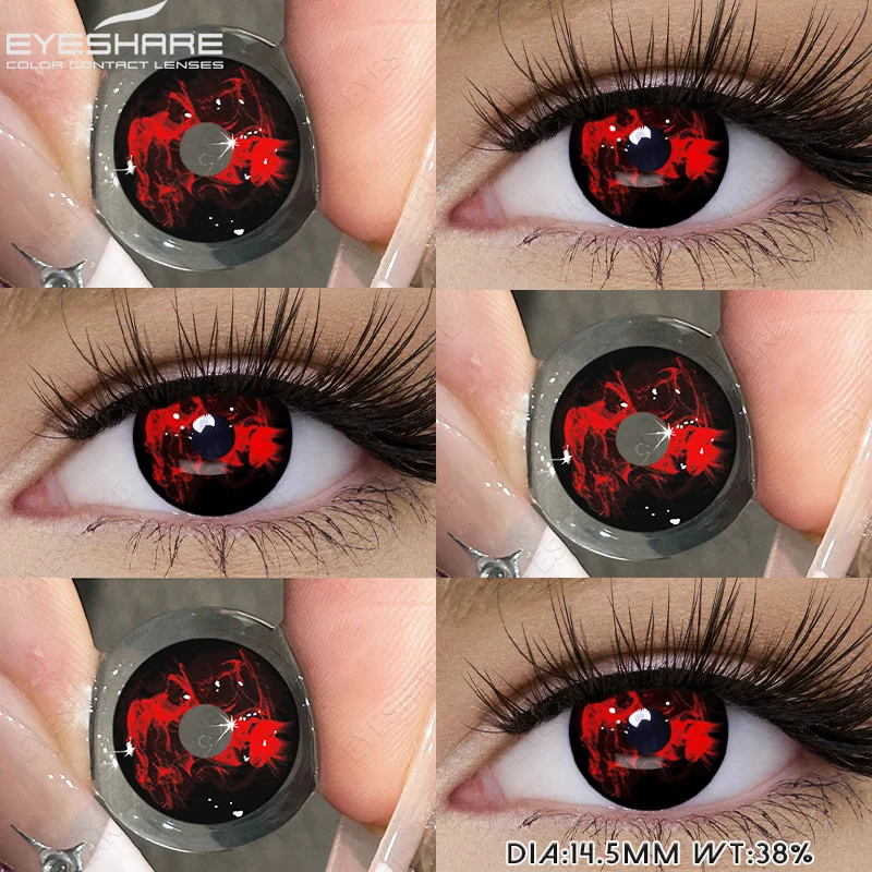 EYESHARE 1 Paar Halloween-Cosplay-Kontaktlinsen, rote Anime-Linsen, weiße Kontaktlinsen, schwarze Linsen, verrückte Augenlinsen, für die jährliche Anwendung – Detail 12