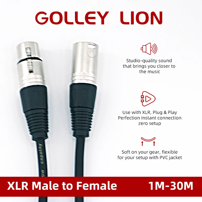 HIFI XLR Audio Cable XLR Male To Female Cable Applicable To Karaoke Microphone Sound Cannon Cable Stereo Gold-Plated XLR Plug