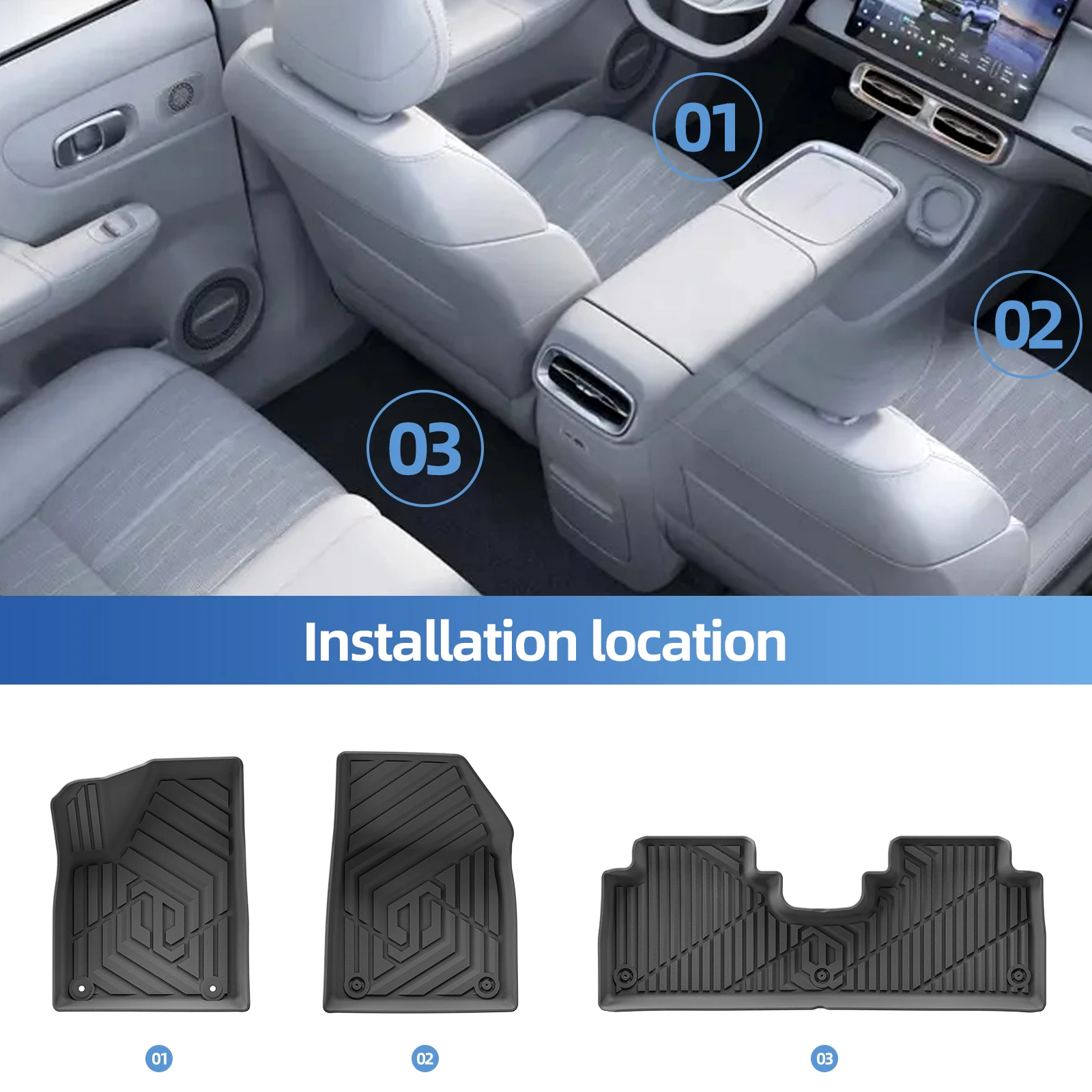 LUCKEASY for Leapmotor B10 2025 2026 Car Floor Mats Cargo Liner Trunk Pad TPE 3D Foot Mat Left Hand Drive Waterproof All Weather
