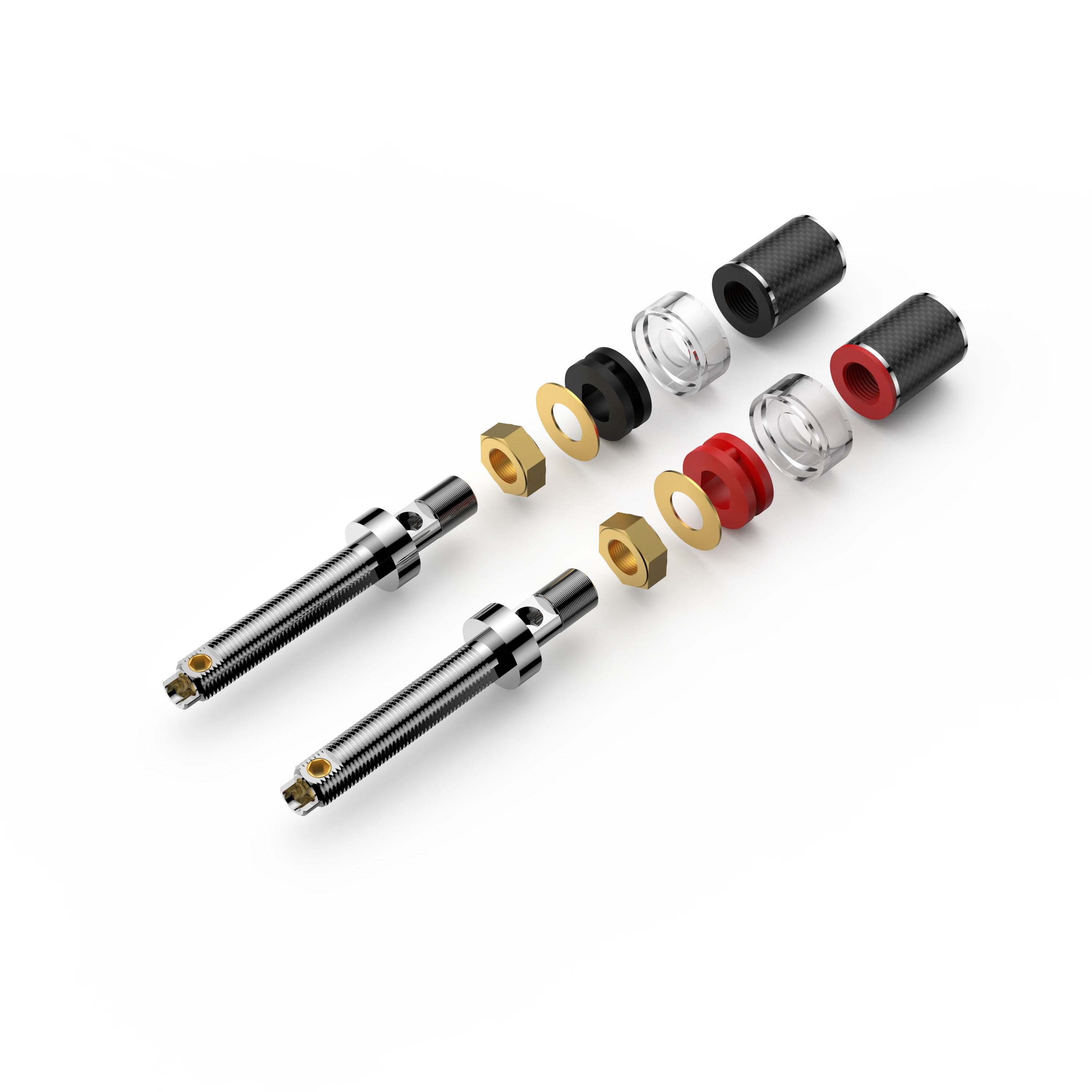 하이 엔드 Viborg BP614R 4 개, 순수 구리 탄소 섬유 긴 스피커 터미널 바인딩 포스트