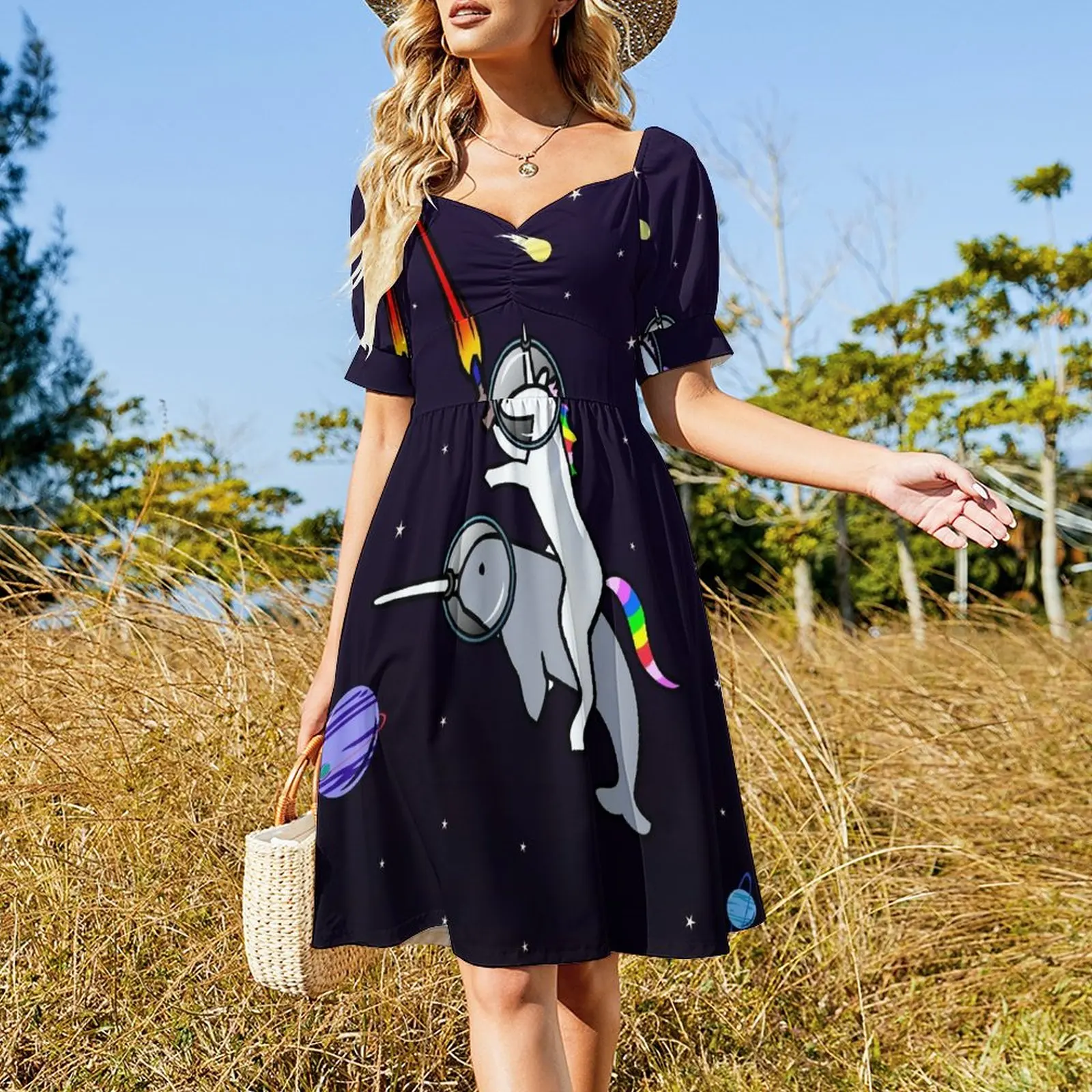 Unicorn Riding Narwhal In Space Sleeveless Dress dresses ladies 2024 summer Beachwear