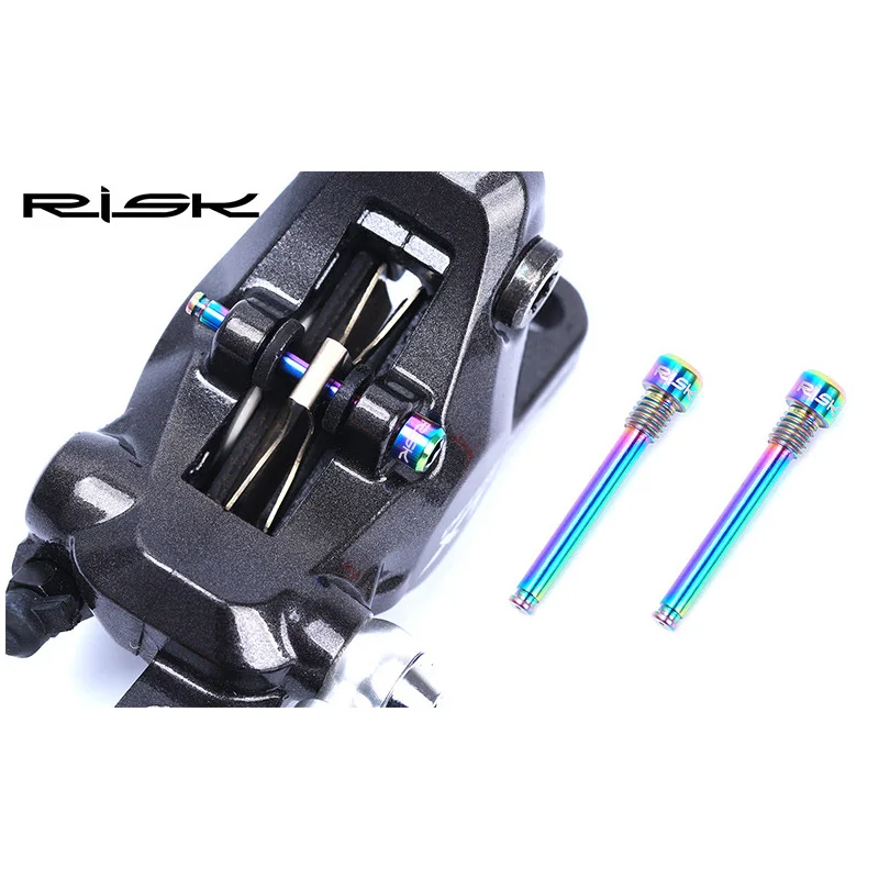 RISK 2 pcs Bicycle Hydraulic Disc Brake Bolt For  MTB Bike M4x26.5 Titanium Alloy Plug Threaded Hydraulic Pad Lining