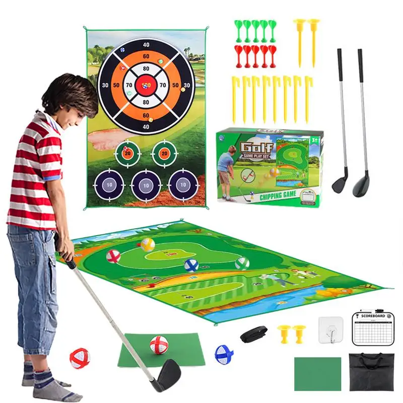 Golf Chipping Game Mat 2-in-1 Golf Game Training Mat For Chipping Interactive Golf Putting And Darting Game For Adults Teenagers