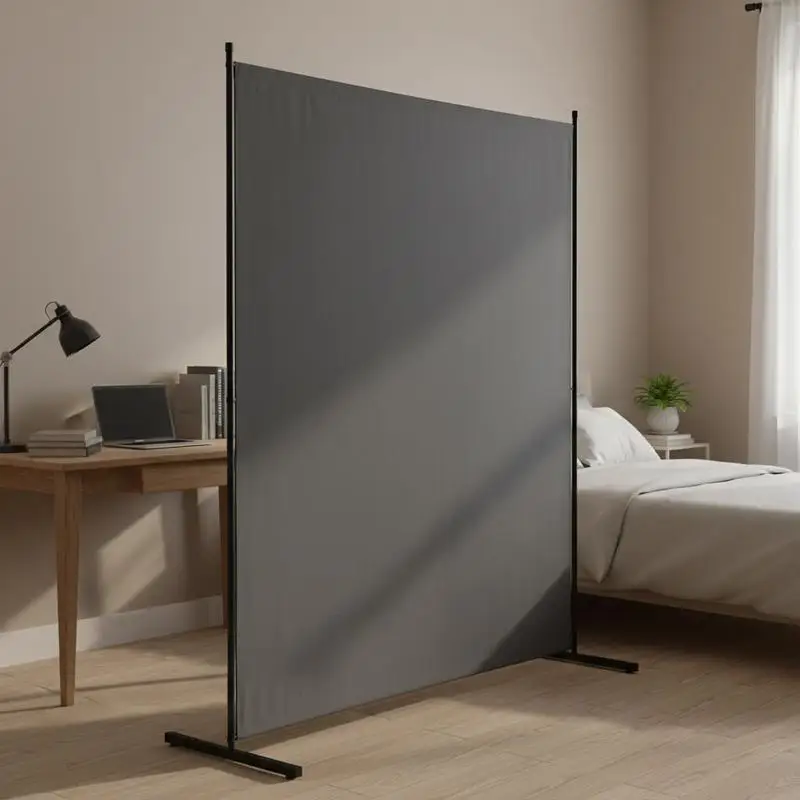 

Folding Privacy Wall 72"x36" For Living Room Studio Dormitory, Freestanding Fabric Panel Metal Frame Grey