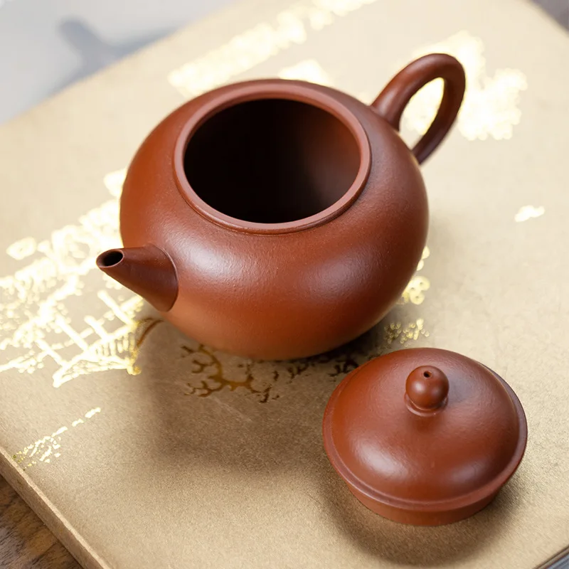 Teapot Yixing Purple Clay Pot Raw Ore Zhao Zhuang Cinnabar Sand Handmade Teapot Chinese Style Kong Fu Tea Set Single Teapot