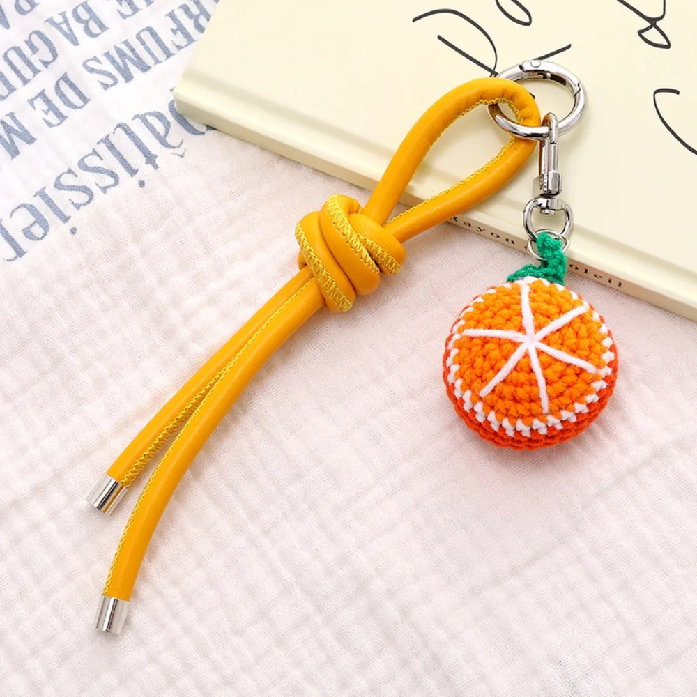 

Creative Handmade Knitted Fruit Keychain Fresh Cute Watermelon Crochet Fruit Key Chain Kiwifruit Pitaya Weaved Keyring Couple
