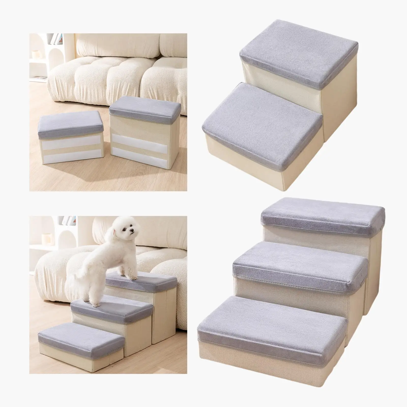 Dog Stairs Pet Climbing Ladder Storage Box Extra Wide Removable Cover DIY Puppy Stairs Indoor Cats Climbing Older Dogs Bed