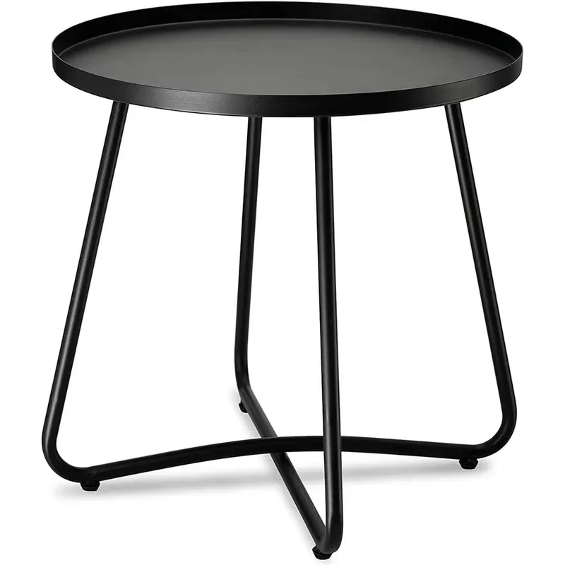Outdoor Side Table Weathering Steel Terrace Small Round Coffee Table Metal Patio Furniture for Courtyard Garden Balcony