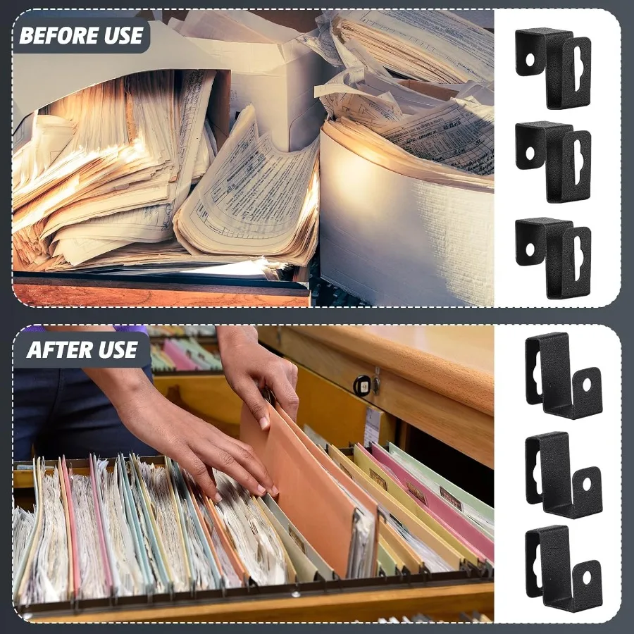 8 Pcs Metal Hanging File Brat Clips Storage Hanging Filing Cabinet Rail Clips Metal Divider Fits 1 2" Drawer Side for File Cabi